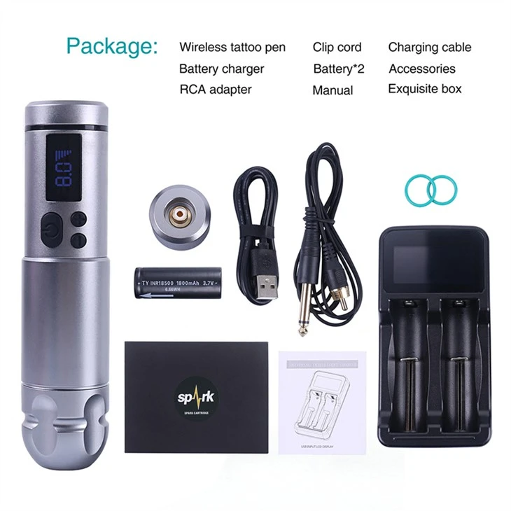 2 paristoa Spark Tattoo Machine Wireless Professional Tattoo Supply