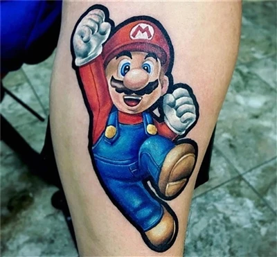 Mario Bross Tattoo tehnyt @nacho_serrano_2012 Argentiinasta #sparkcartridges ・・・
