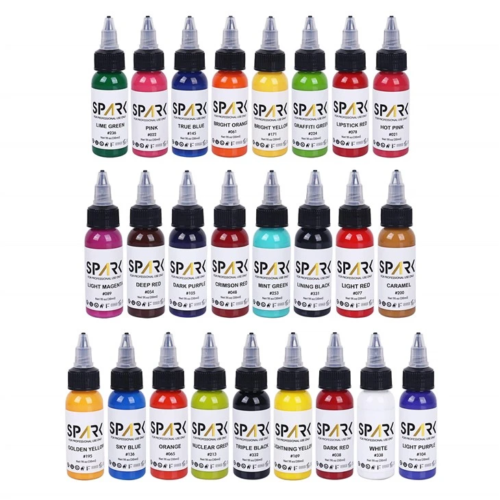 Spark 25 pullot tatuointisustesarja 1oz 30ml 25 pc / sarjaa 66 väriä tatuointiin