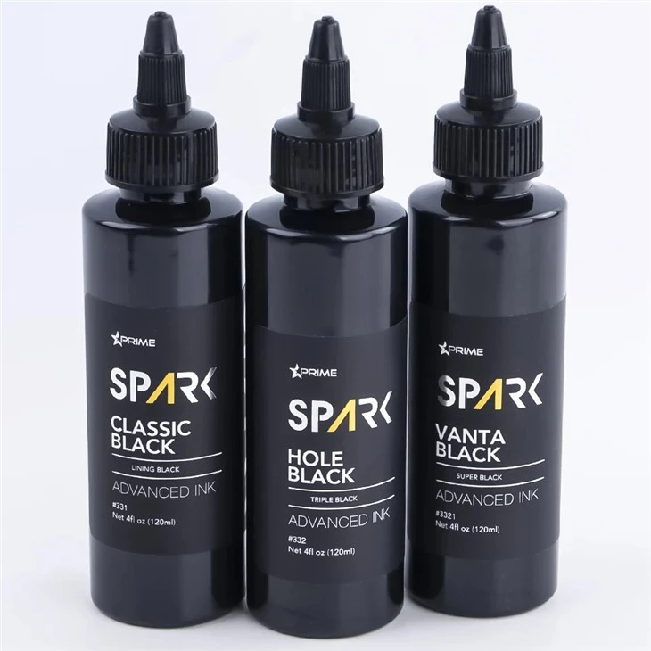 Spark Premium 4oz Tri - Shade Black Tattoo Must -sarja: Klassinen, Hole & Vanta Black ylivoimaiselle tatuoinnille ja vartalotaiteelle